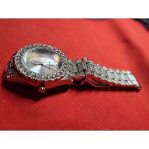 Charles Raymond Watch Mens Gold Tone Iced Out Quartz Roman Numeral Bling 10327